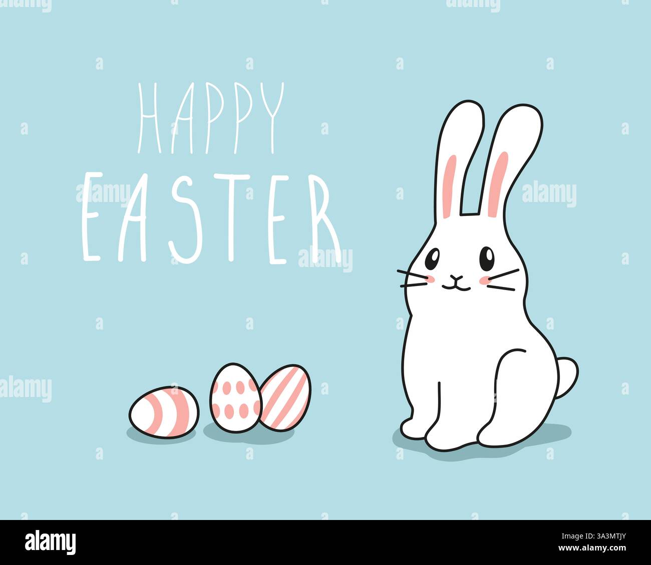 Happy Easter illustration of cute white rabbit Stock Vector Image & Art ...