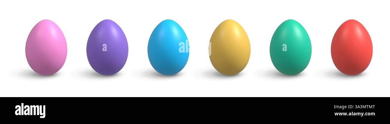 3d realistic Easter egg set. Stock Vector