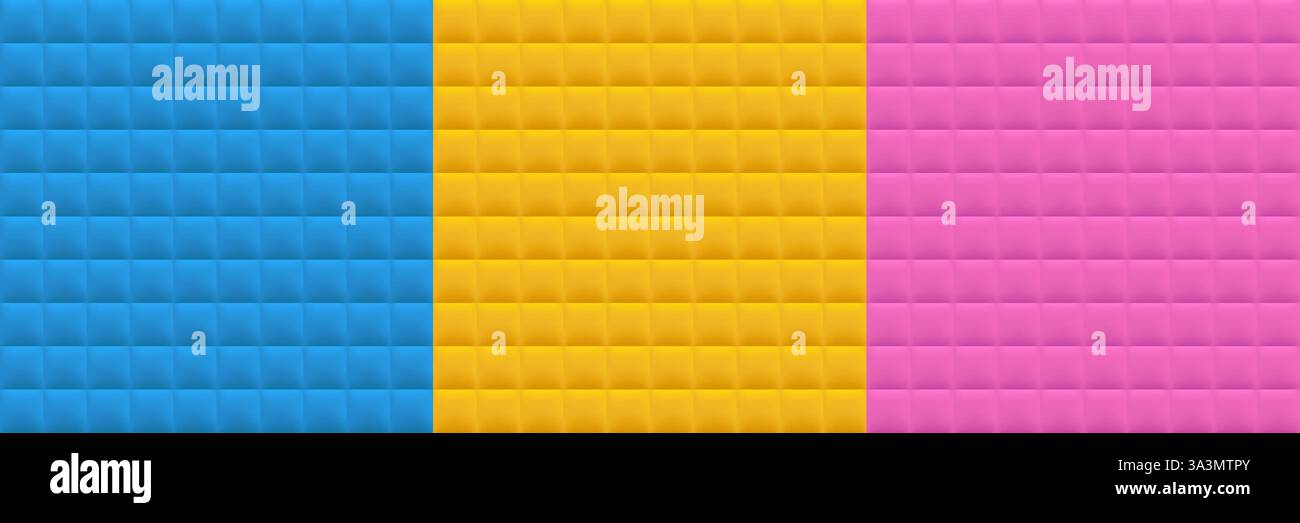 3D background collection. Blue, yellow and pink square Stock Vector