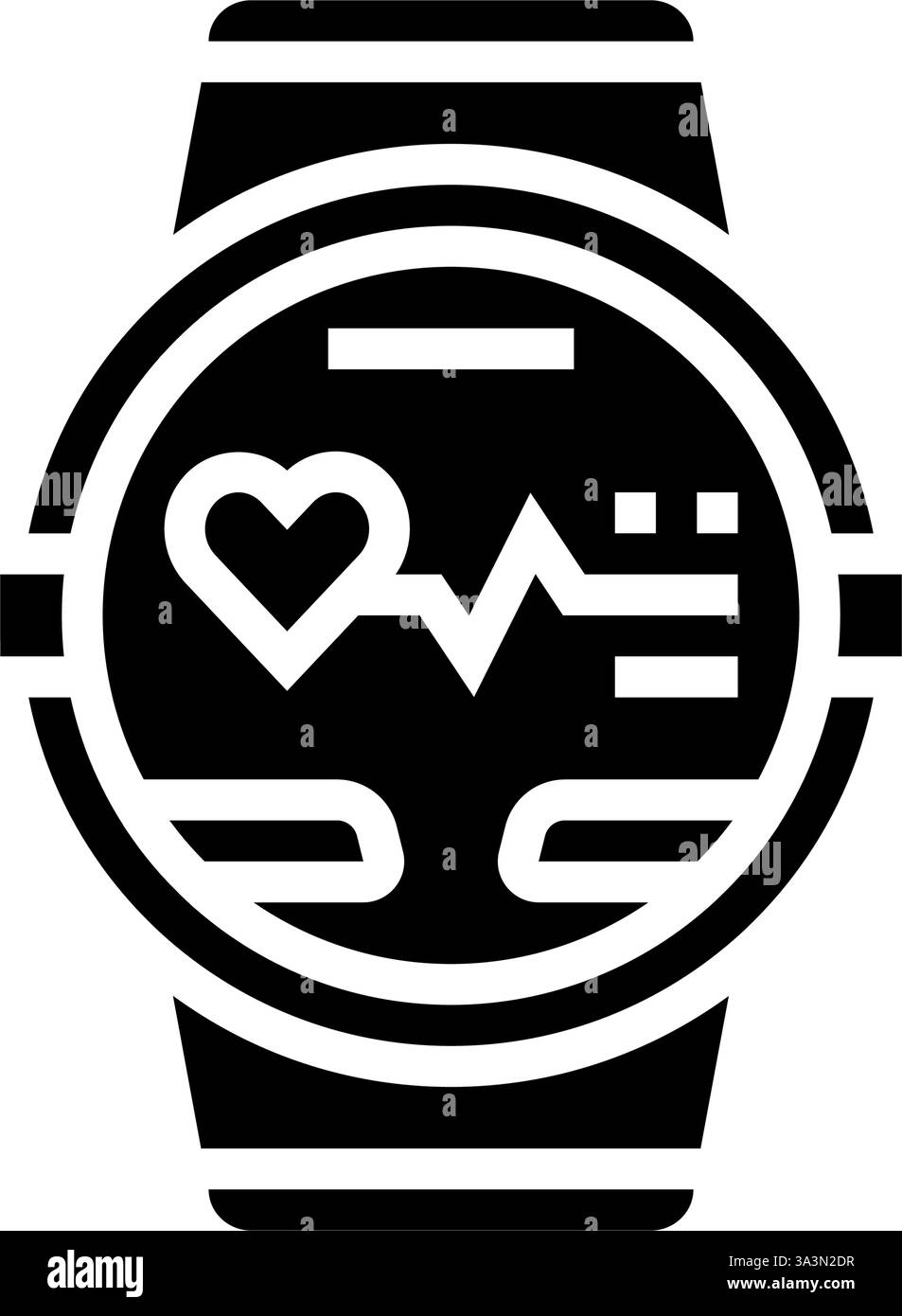pulse graph watch screen wearable fitness glyph icon vector ...