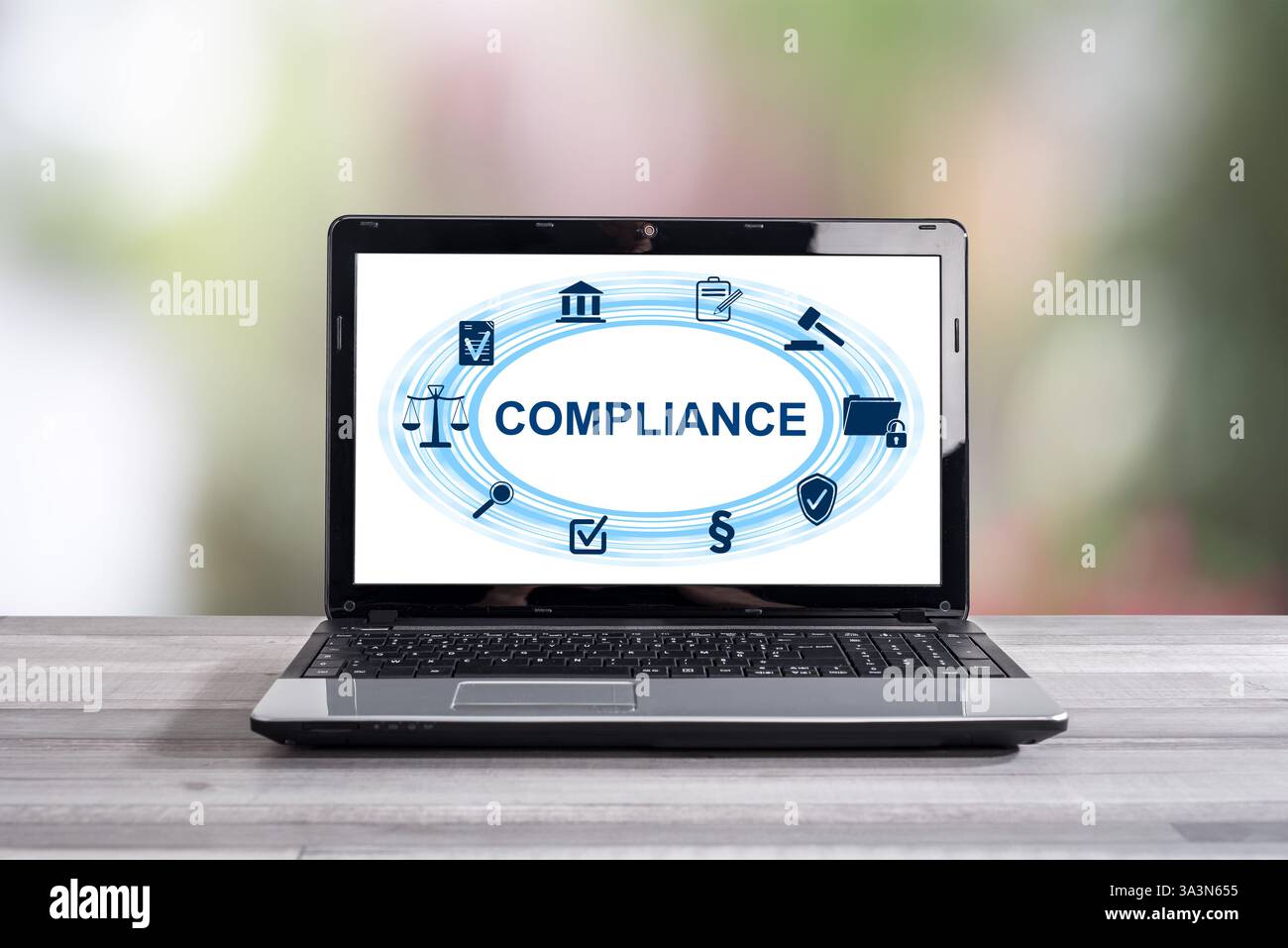 Compliance concept shown on a laptop screen Stock Photo