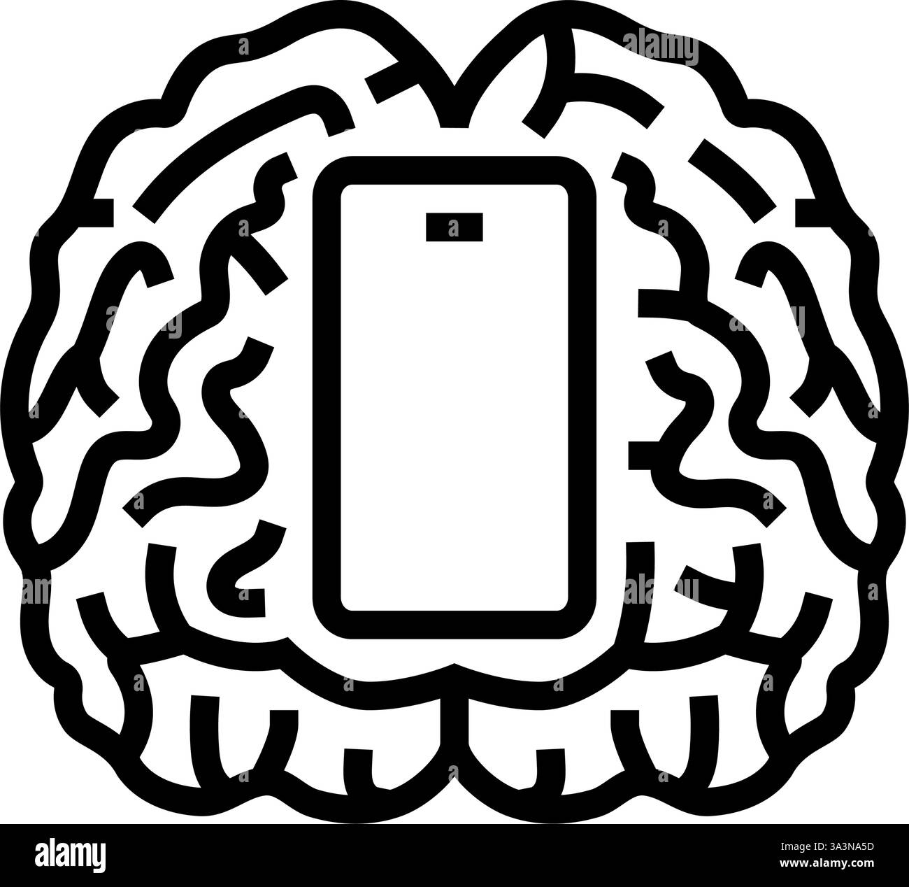brain mindful app mindful tech line icon vector illustration Stock ...