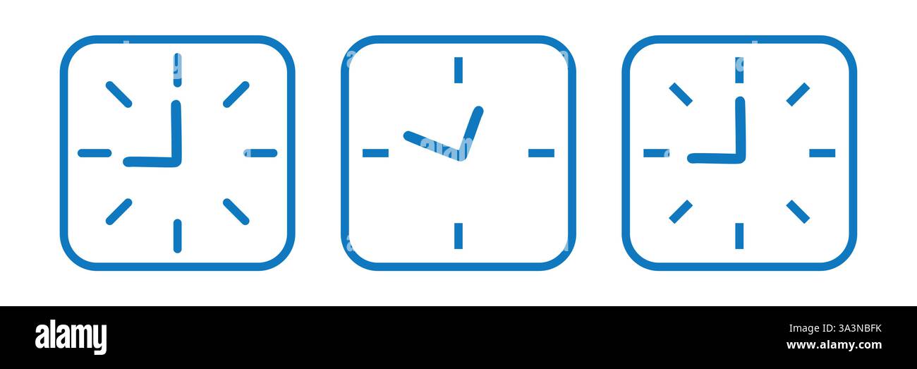 Clock icon set. Abstract glossy clock icon vector illustration. Stock Vector