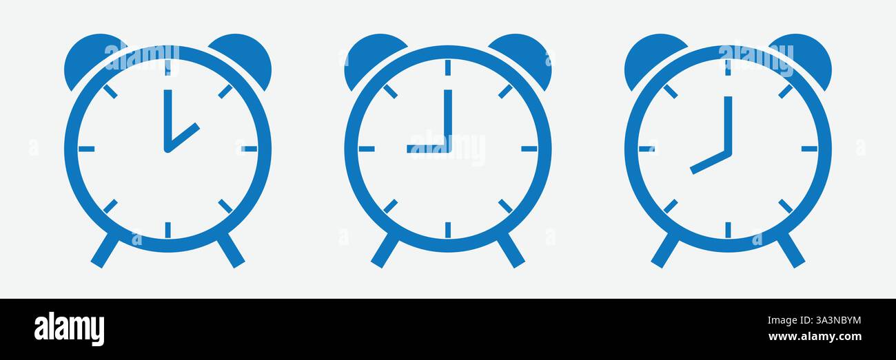 Alarm clock icon in black. Stock Vector