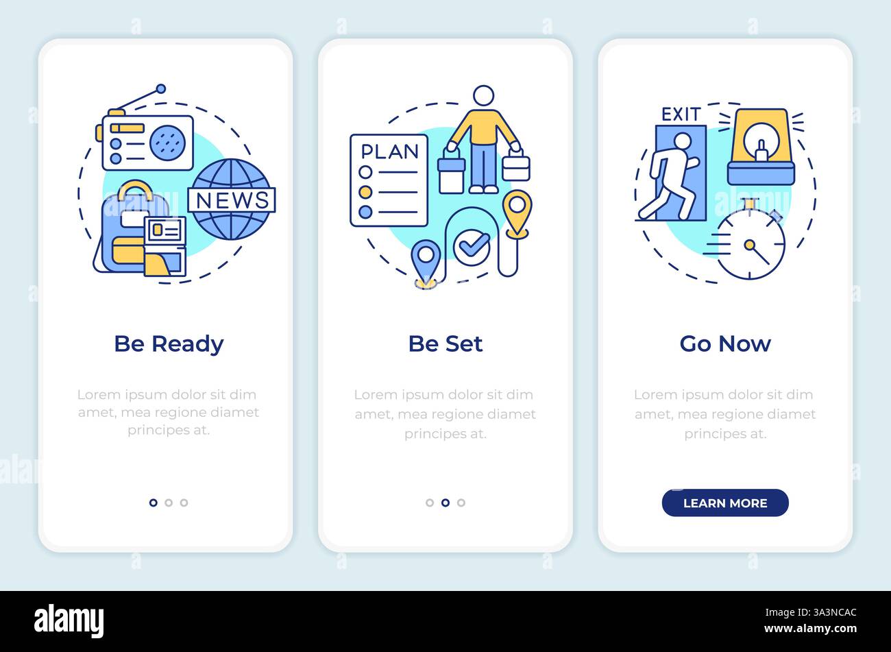 Evacuation levels onboarding mobile app screen Stock Vector Image & Art ...