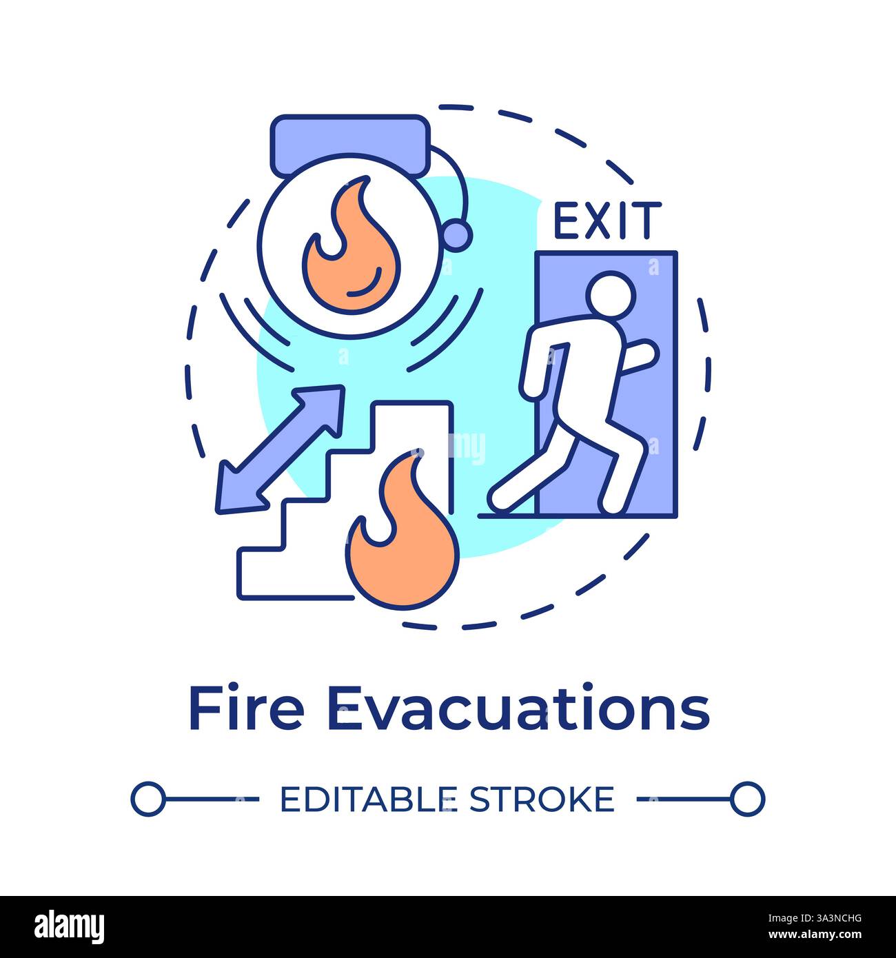 Fire evacuations multi color concept icon Stock Vector