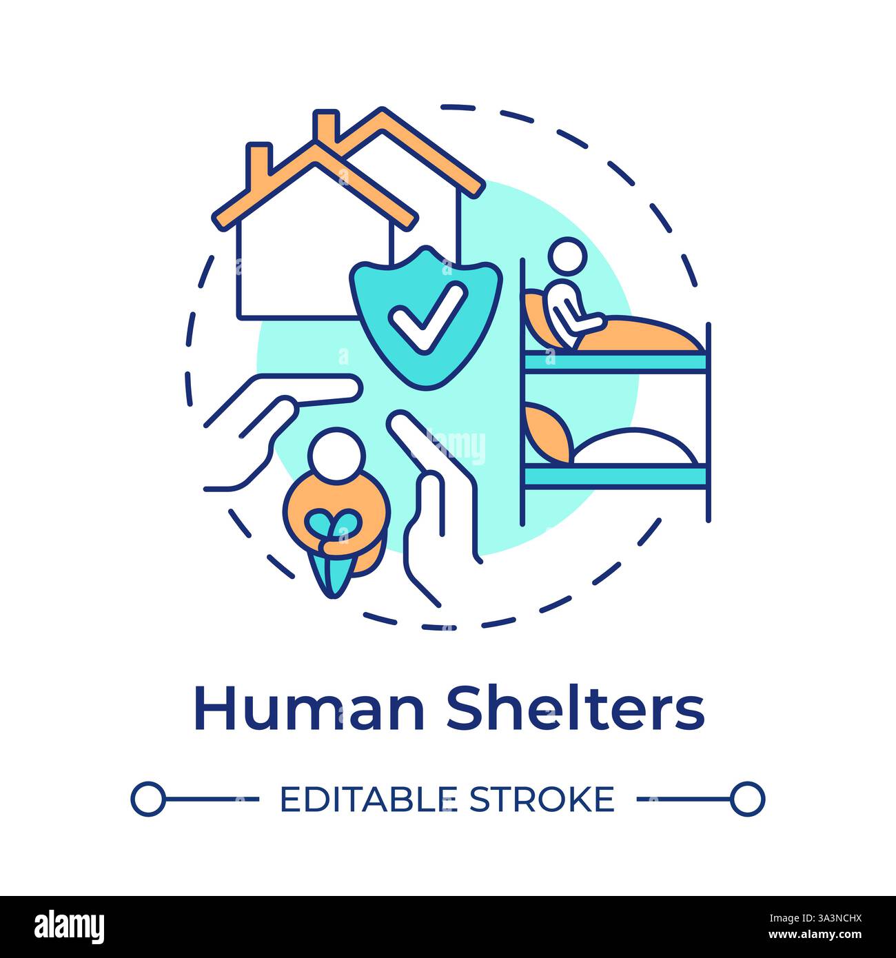 Human shelters multi color concept icon Stock Vector