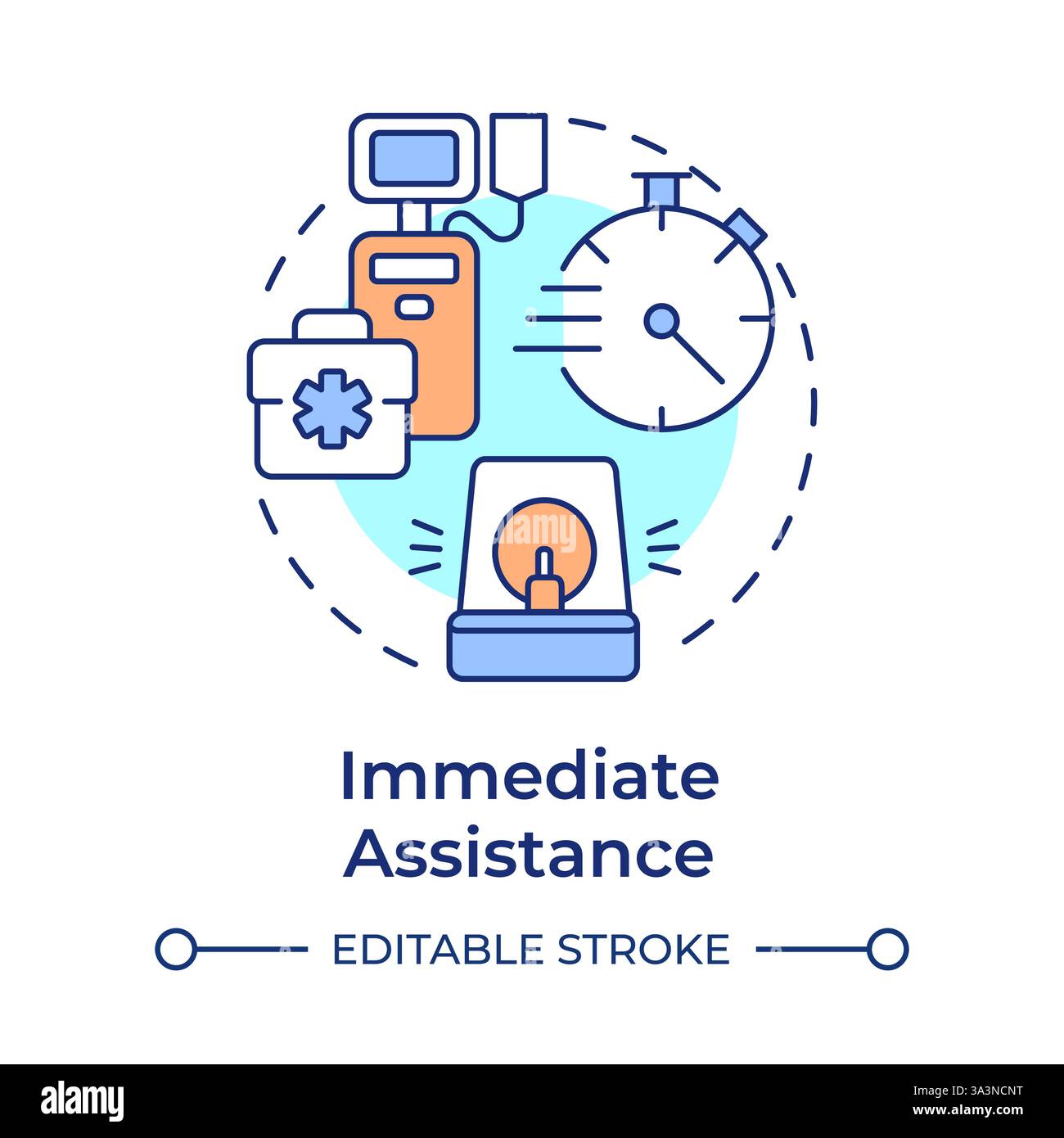 Immediate assistance multi color concept icon Stock Vector