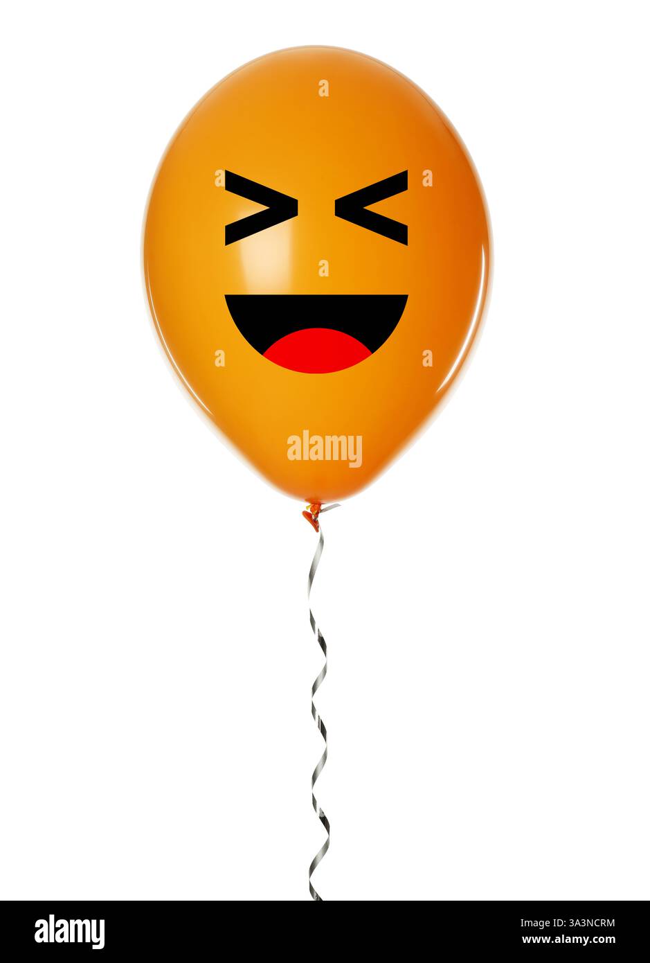 Orange balloon with happy or laughing face on white background Stock Photo
