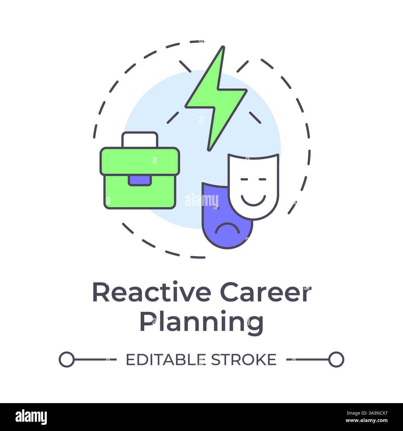 Reactive career planning multi color concept icon Stock Vector