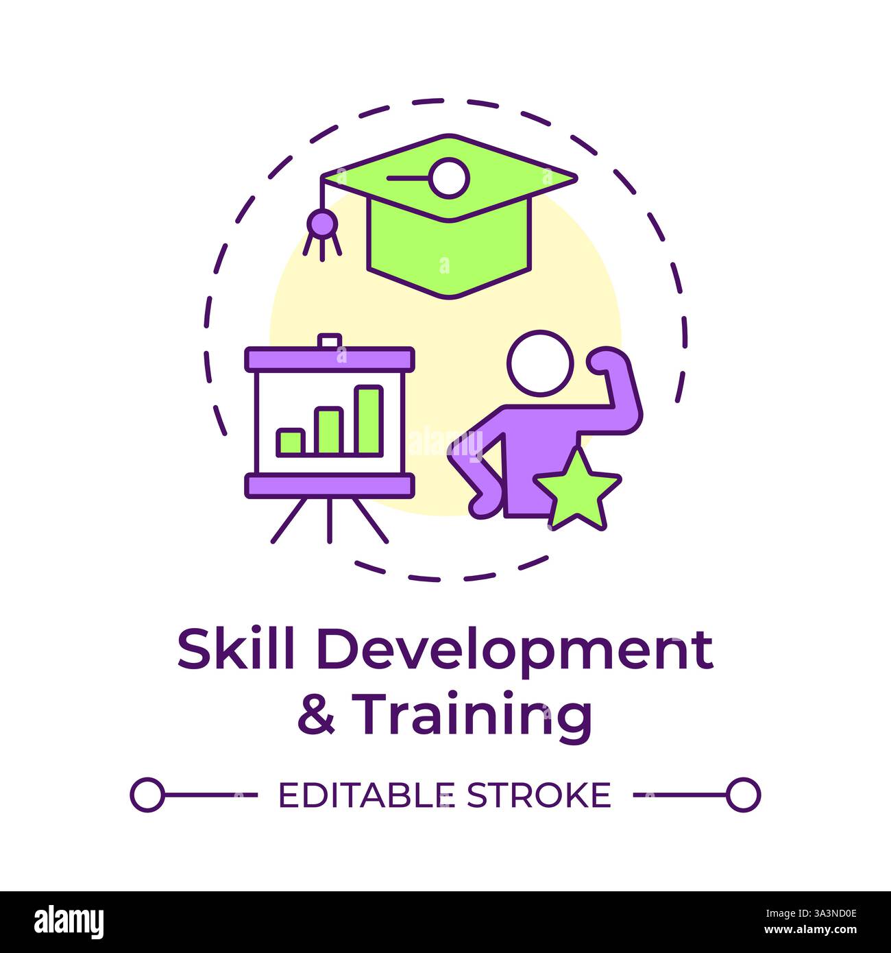 Skill development and training multi color concept icon Stock Vector