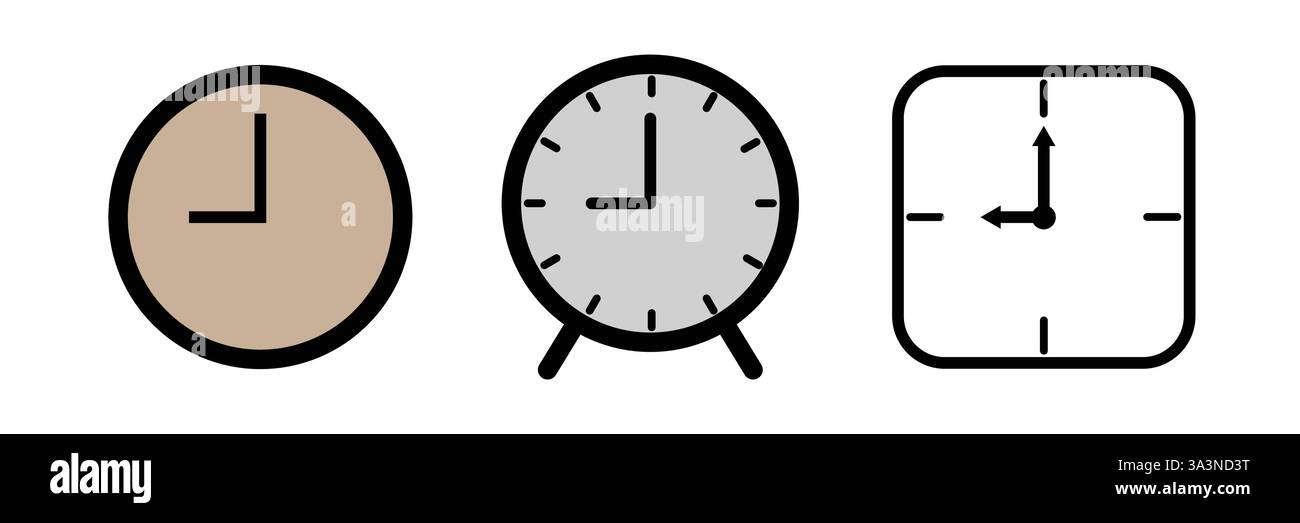 clock icon vector flat illustration design template Stock Vector