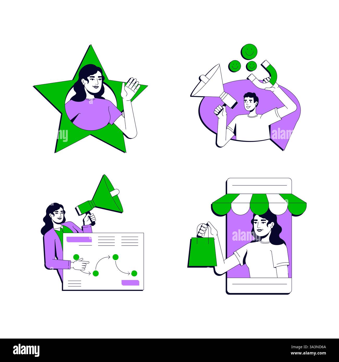 Advertising strategy vector illustration concept set Stock Vector