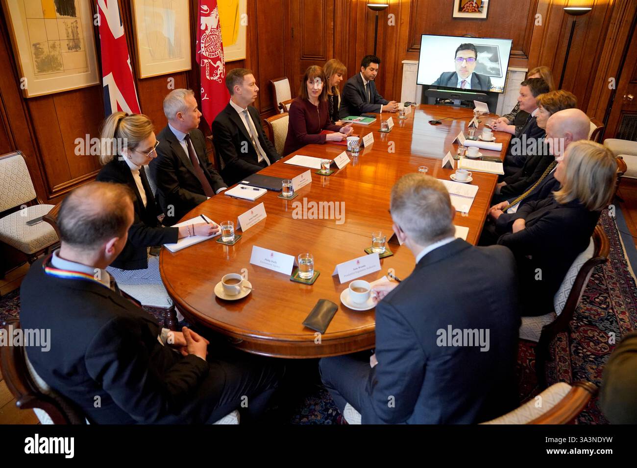 Rachel Reeves Regulators Chancellor of the Exchequer Rachel Reeves during a meeting at Downing ...