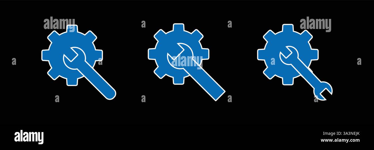 Gear and wrench vector icon. Stock Vector