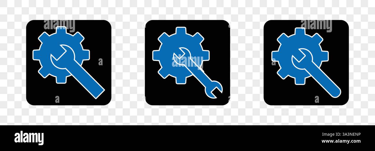 Gear and wrench vector icon. Stock Vector