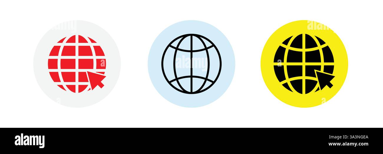 Global icon. Click website icon. Vector illustration flat Stock Vector