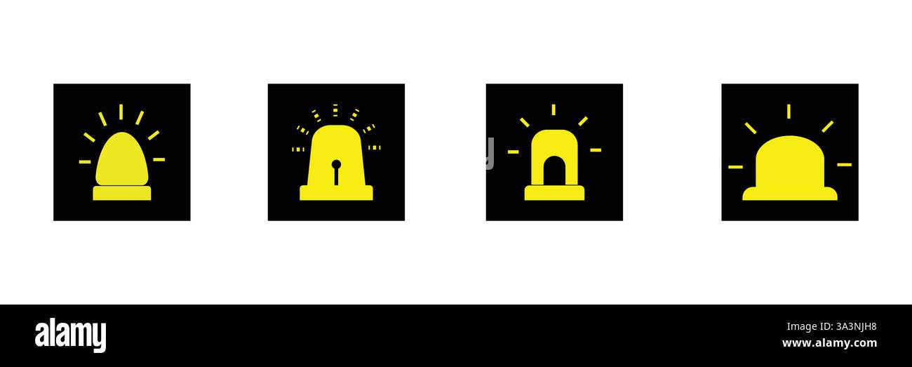 Emergency light, error and warning icon. Siren lamp signal vector. Stock Vector