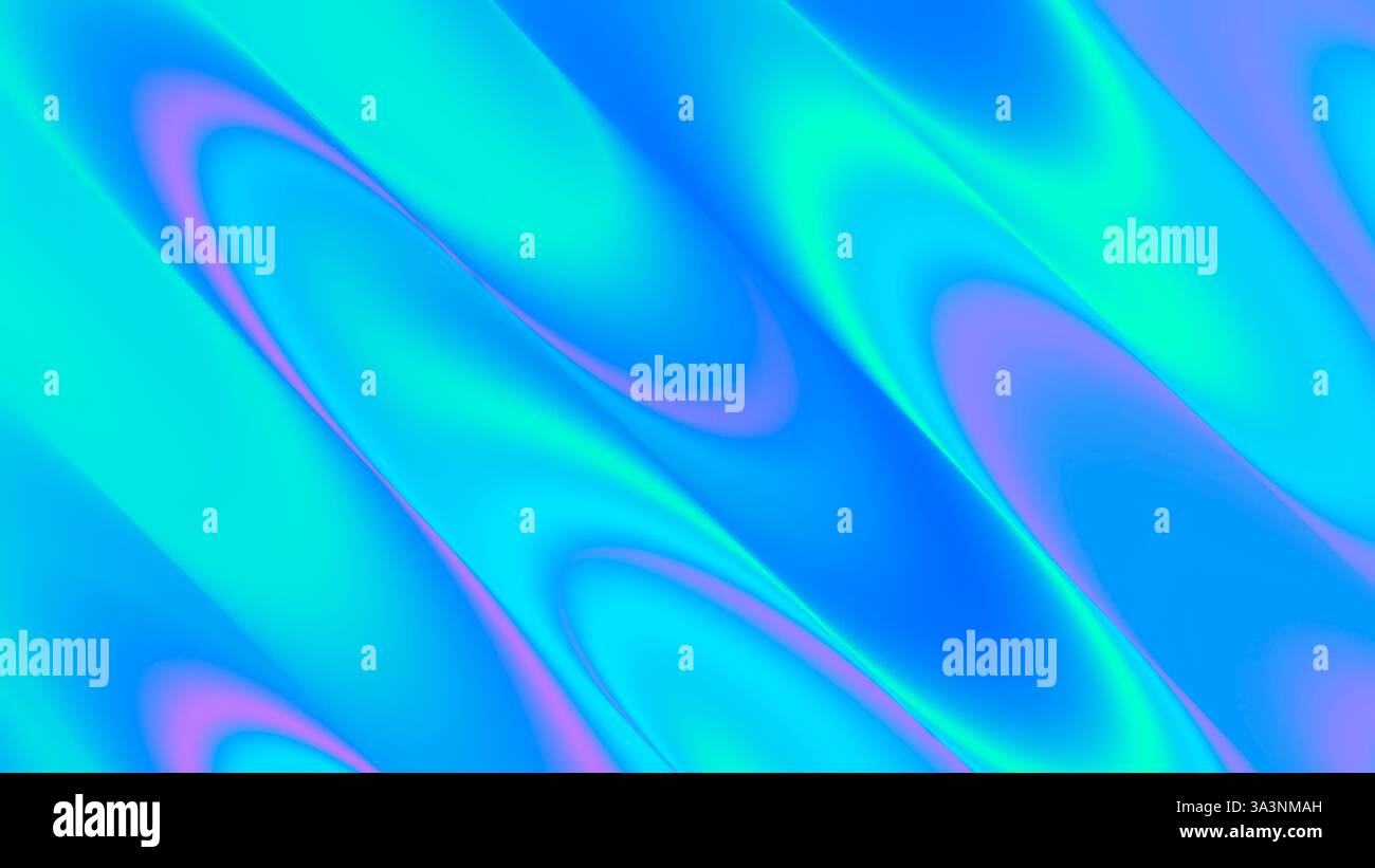 Abstract Holographic Fluid Design Featuring Beautiful Blue and Purple Tones Smooth, Flowing Waves Stock Photo