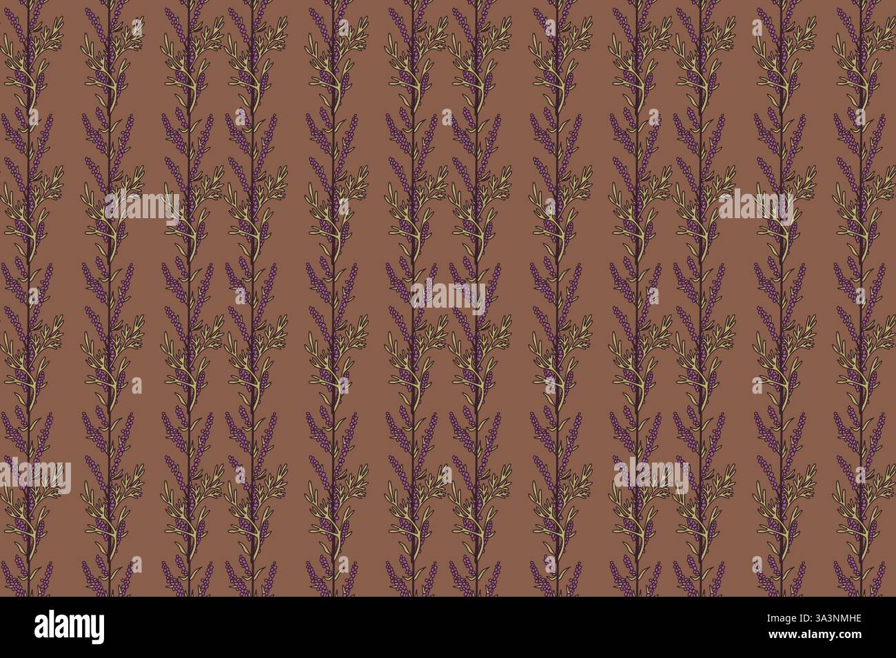 Botanical seamless plant and berry pattern vector illustration. Repeating floral pattern in brown pastel color background. Graphic design for Fashion Stock Vector