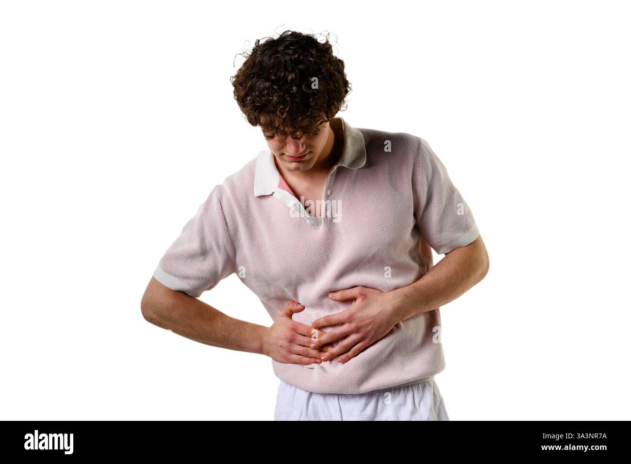 Appendicitis. Suffering from severe inflammation of appendix. Feeling ...