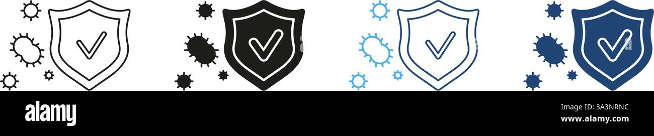 Protection from Virus and Health Safety Line and Silhouette Icon Set ...