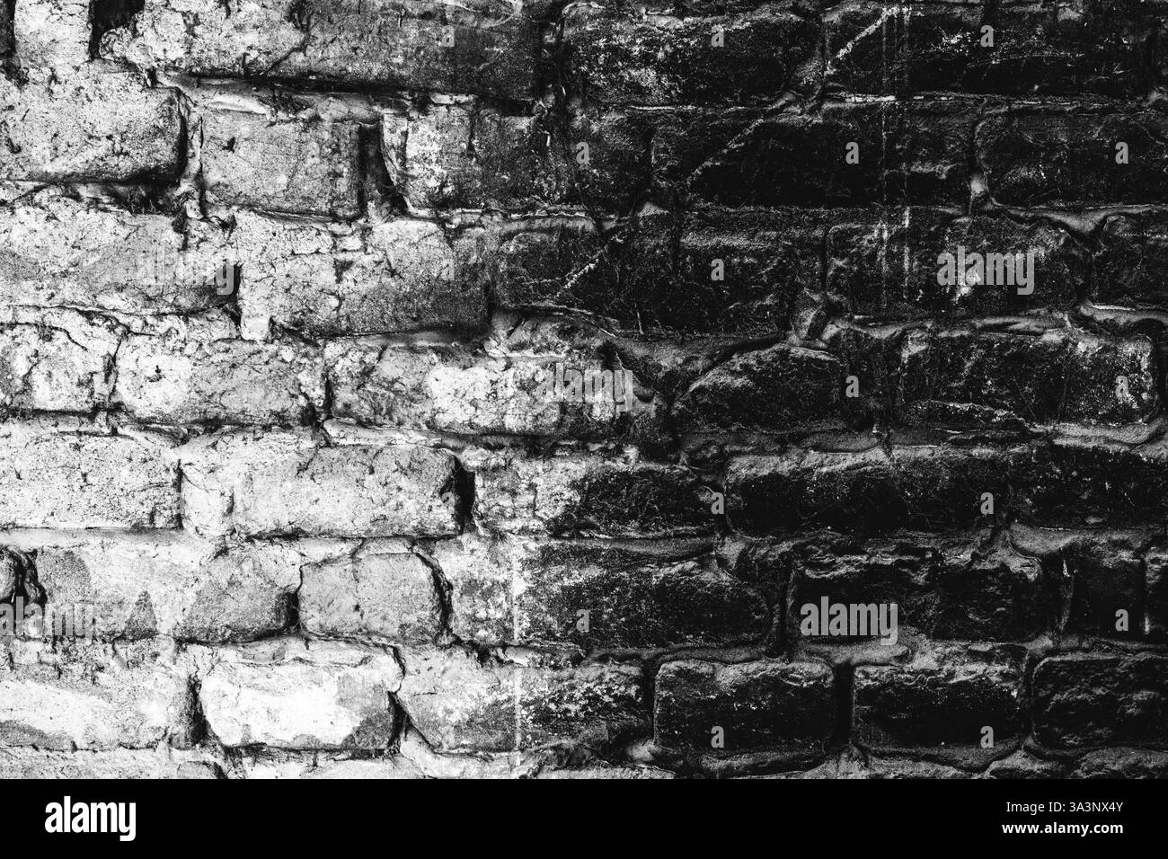 Old brick wall in black and white, grunge texture and pattern as ...