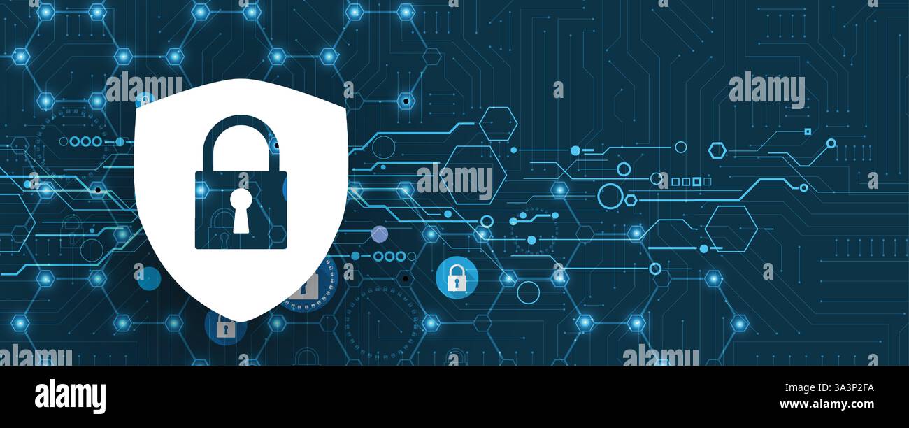 Cyber security protection devices from hacker attack Stock Vector
