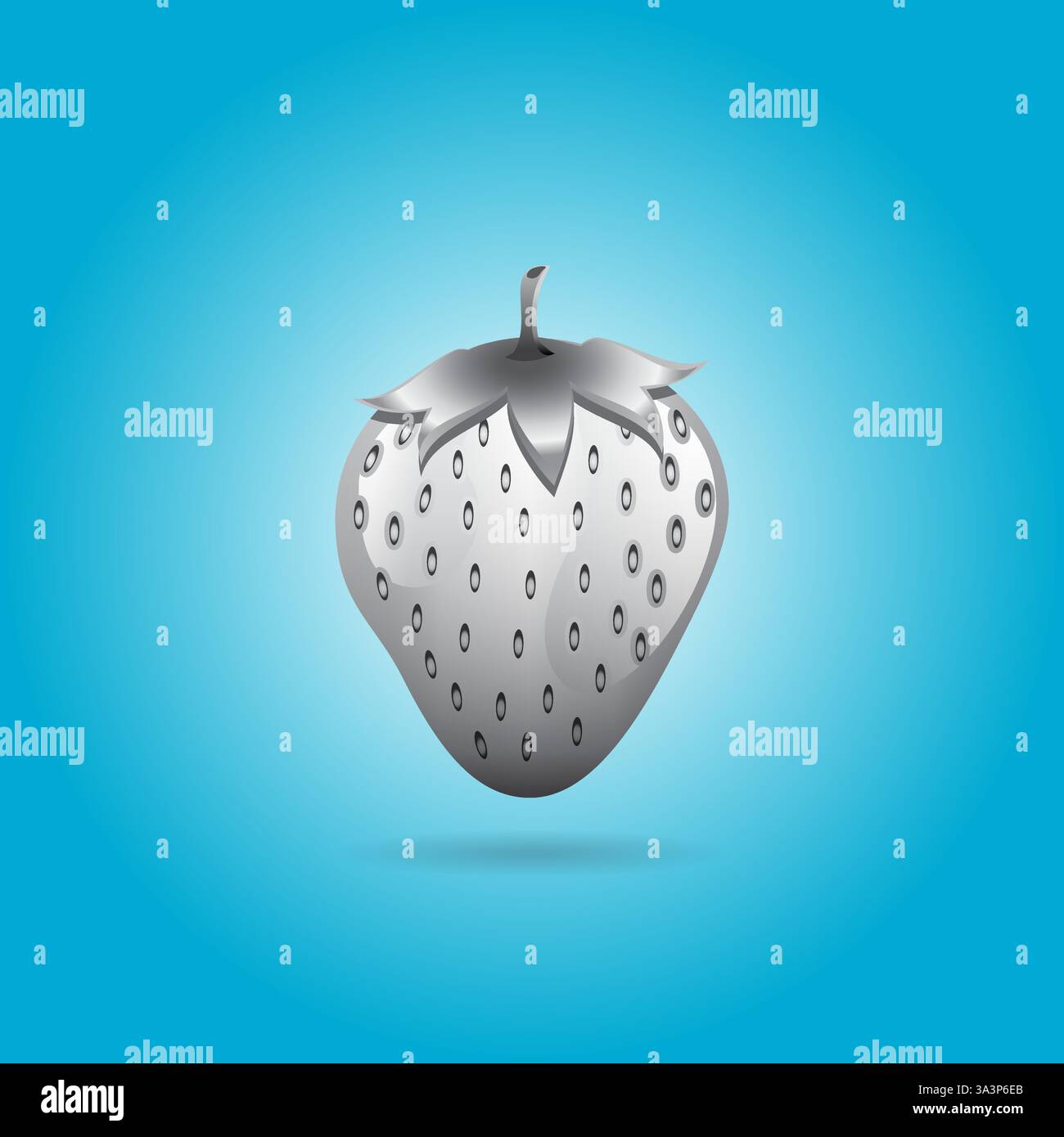 Red strawberry on glowing blue background Stock Vector