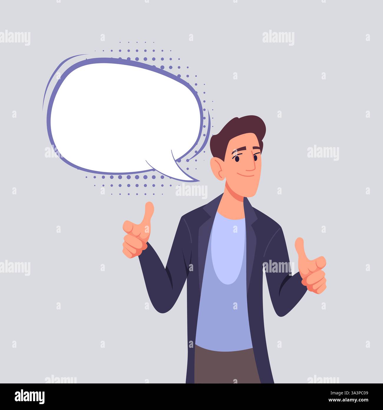 Pointing businessman. man standing with empty speech bubble Stock Vector