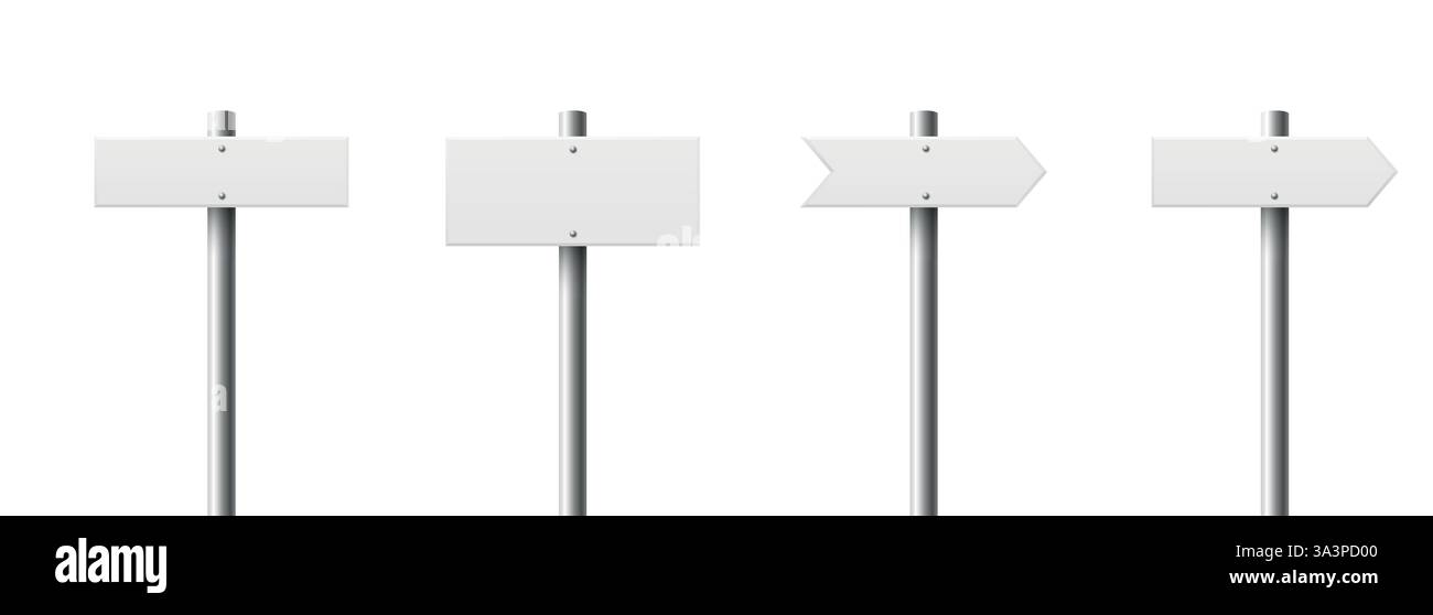 Realistic Blank Sign Post Set Realistic Road Signboard Plywood