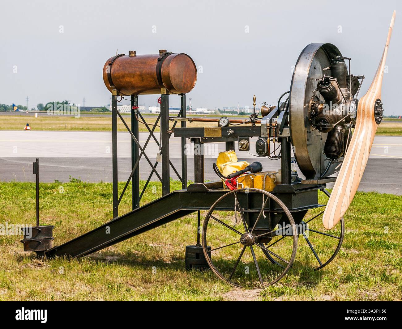 Berlin, Germany - 10. June. 2010: Gnome 9 Cylinder rotary engine test ...