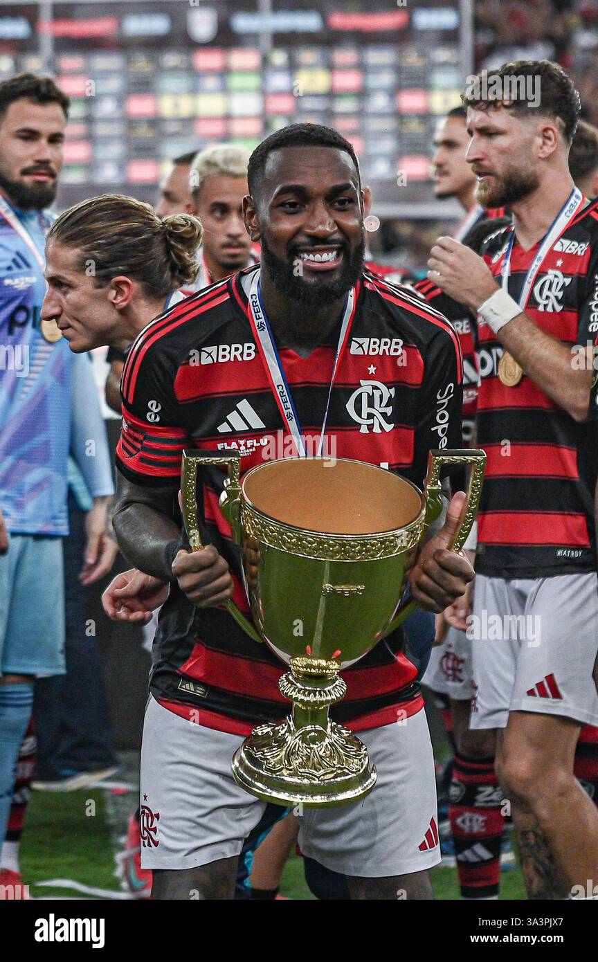 Rio De Janeiro, Brazil. 16th Mar, 2025. The player Gerson of Flamengo ...