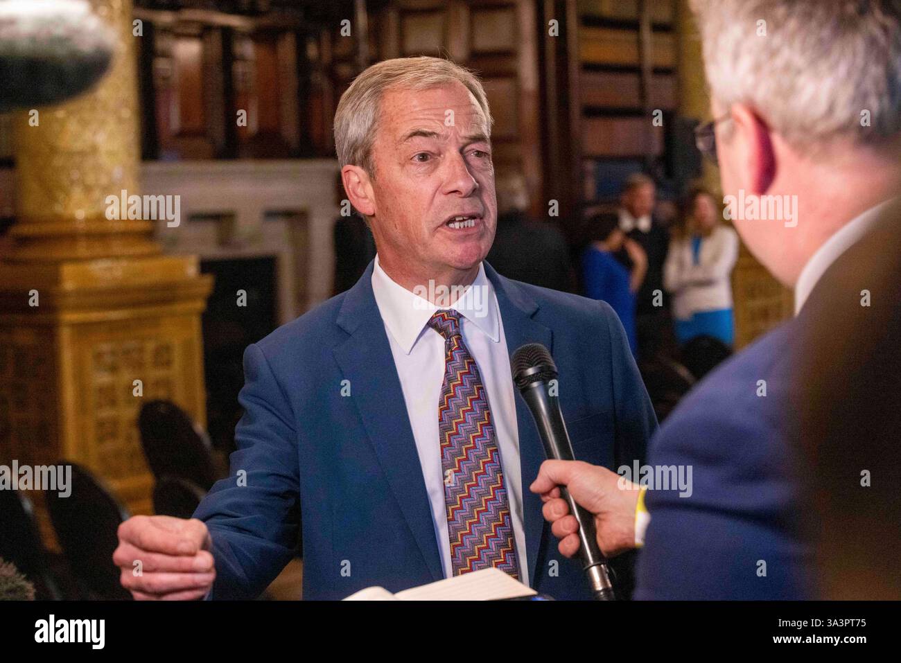 London, UK. 17th Mar, 2025. Leader of Reform, Nigel Farage. Nigel Farage welcomes 29 councillors who have defected to Reform ahead of the local elections in May. 15 of the 29 have defected from the Conservatives. Reform UK hold a press conference to announce New members for the May local elections. Credit: Karl Black/Alamy Live News Stock Photo
