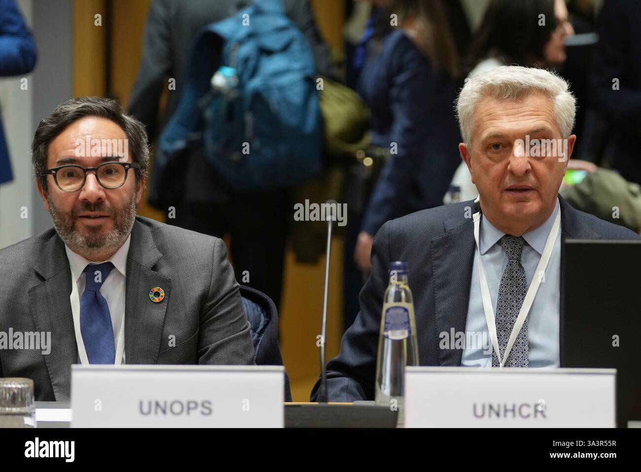United Nations High Commissioner for Refugees Filippo Grandi, right ...