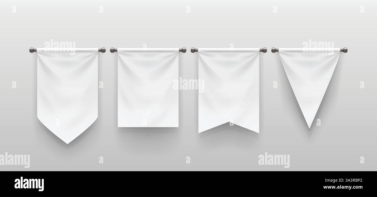 white color realistic hanging banners in set Stock Vector
