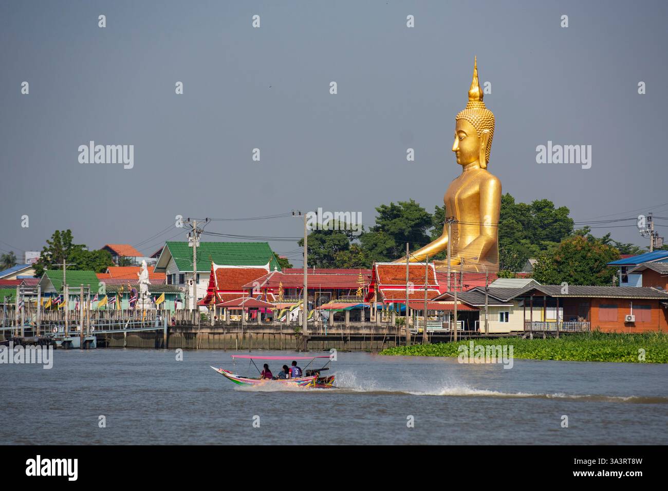 the Big Buddha of Wat Bangchak on Chao Phraya River in Pak Kret of ...