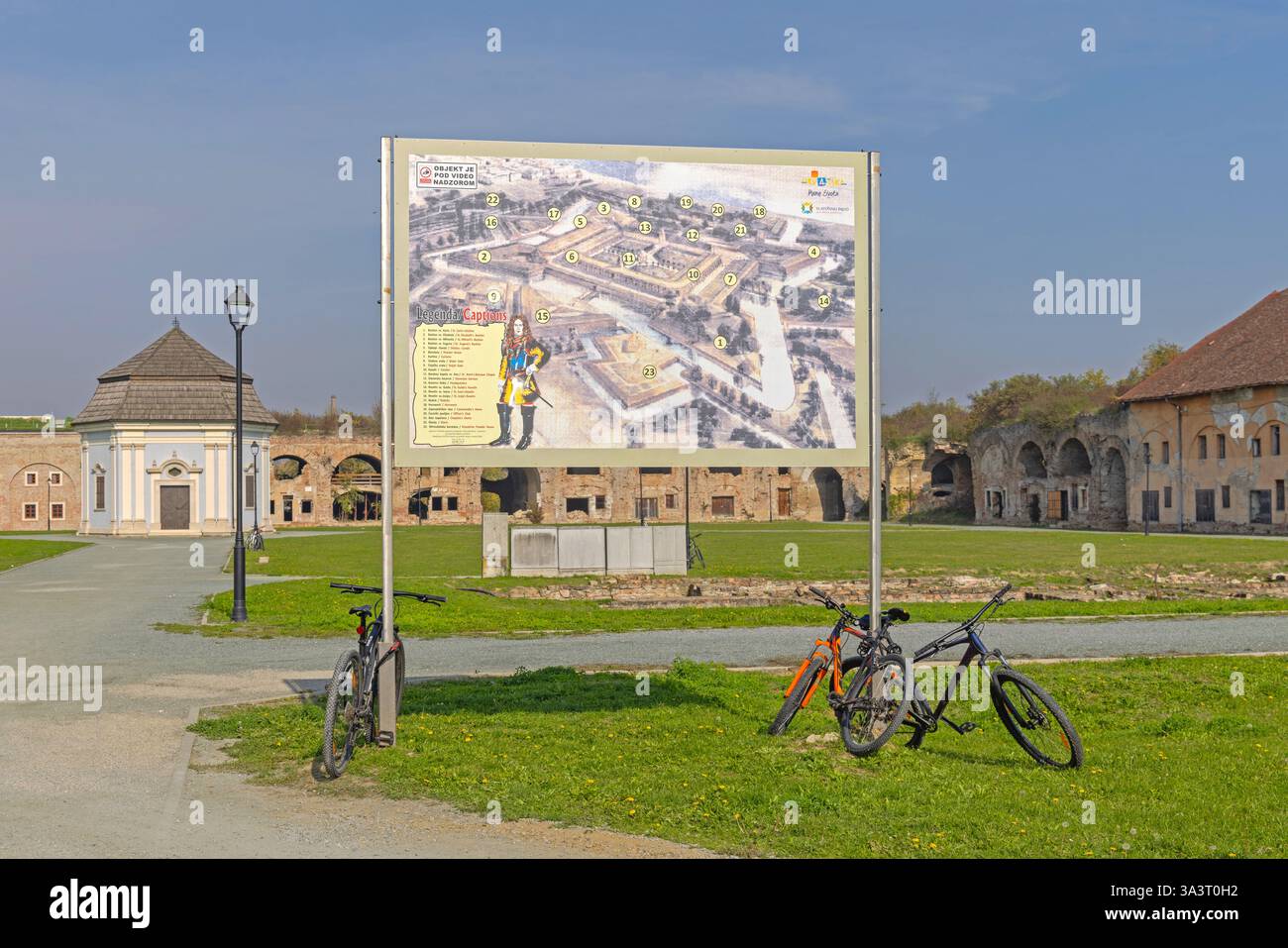 Slavonski Brod, Croatia - October 23, 2024: Tourist Information Map With Captions Fortress Brod Constructed in 18th Century by Archduchy of Austria De Stock Photo