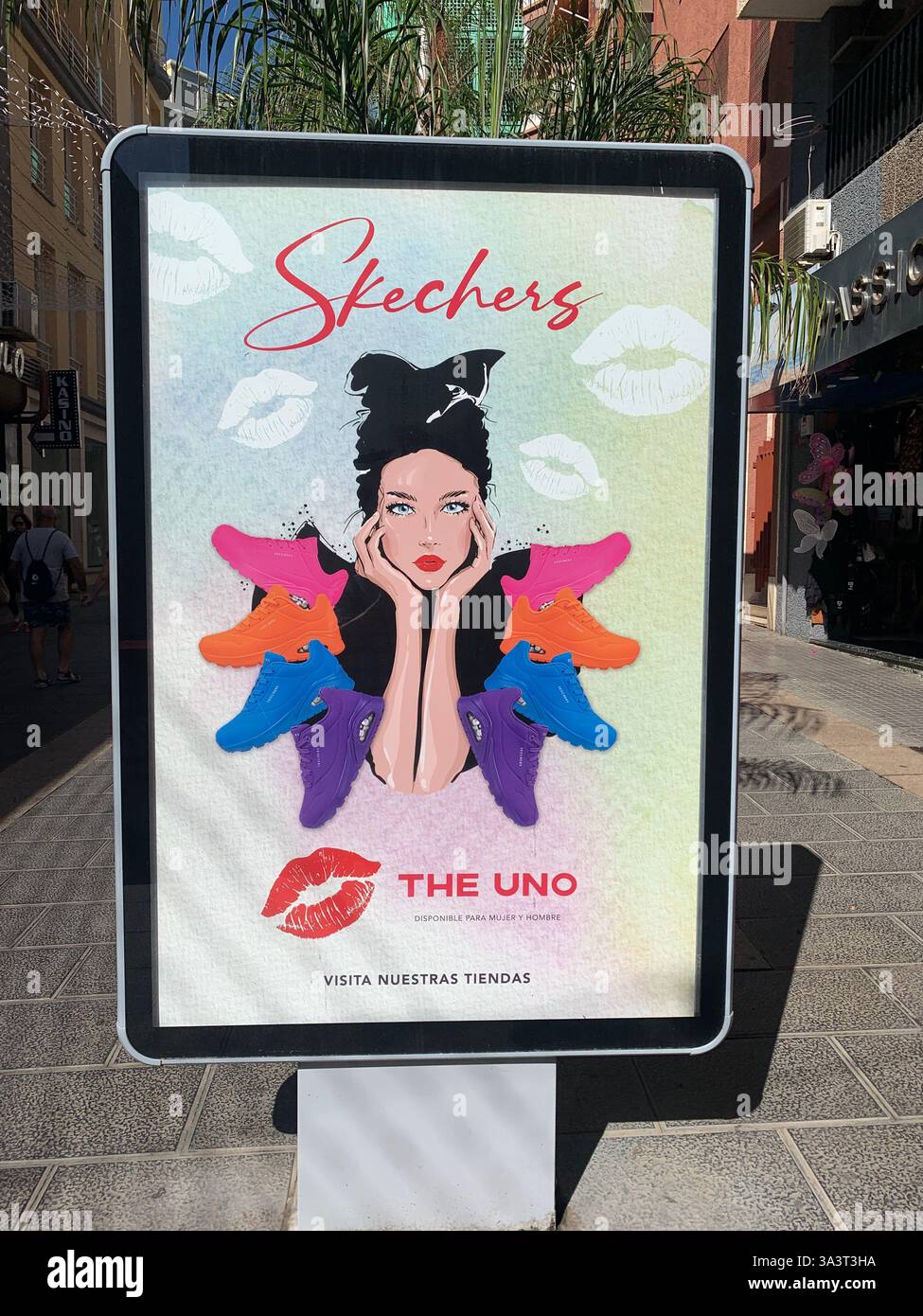 Santa Cruise Tenerife Canary Islands Spain shop shopping sights outside hot and sunny weather holiday people place Sketchers Koala Bay shop inside - Smartphone Captured Stock Image