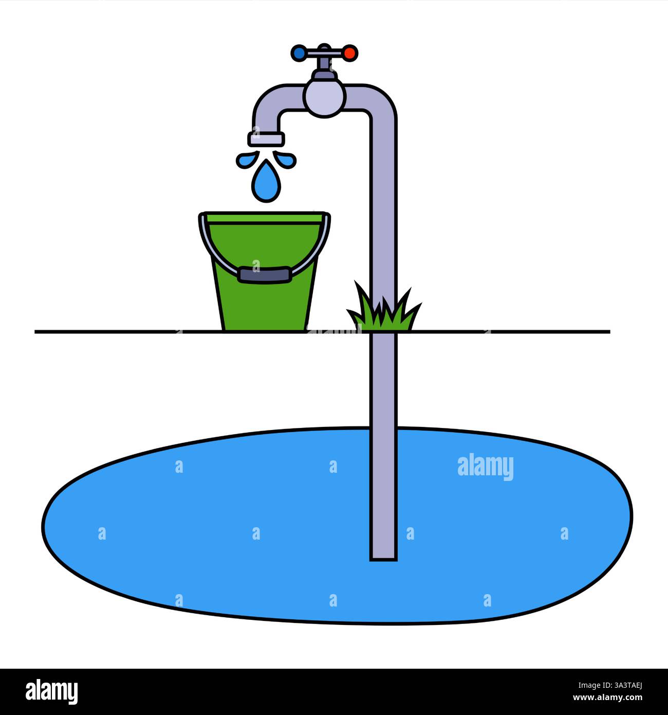 pump drinking water from underground sources. flat illustration. Stock Vector