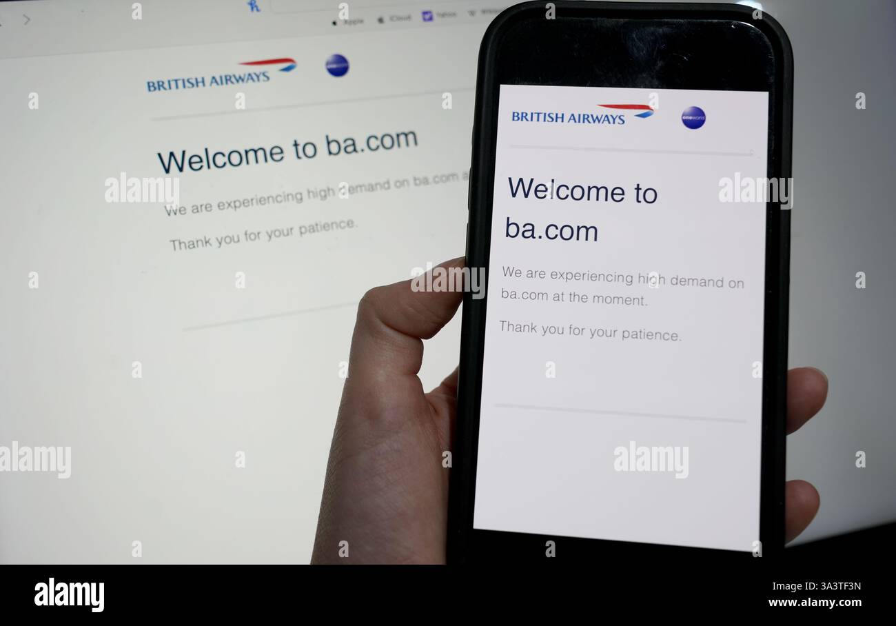 An information page displayed on a laptop and a phone of the British ...