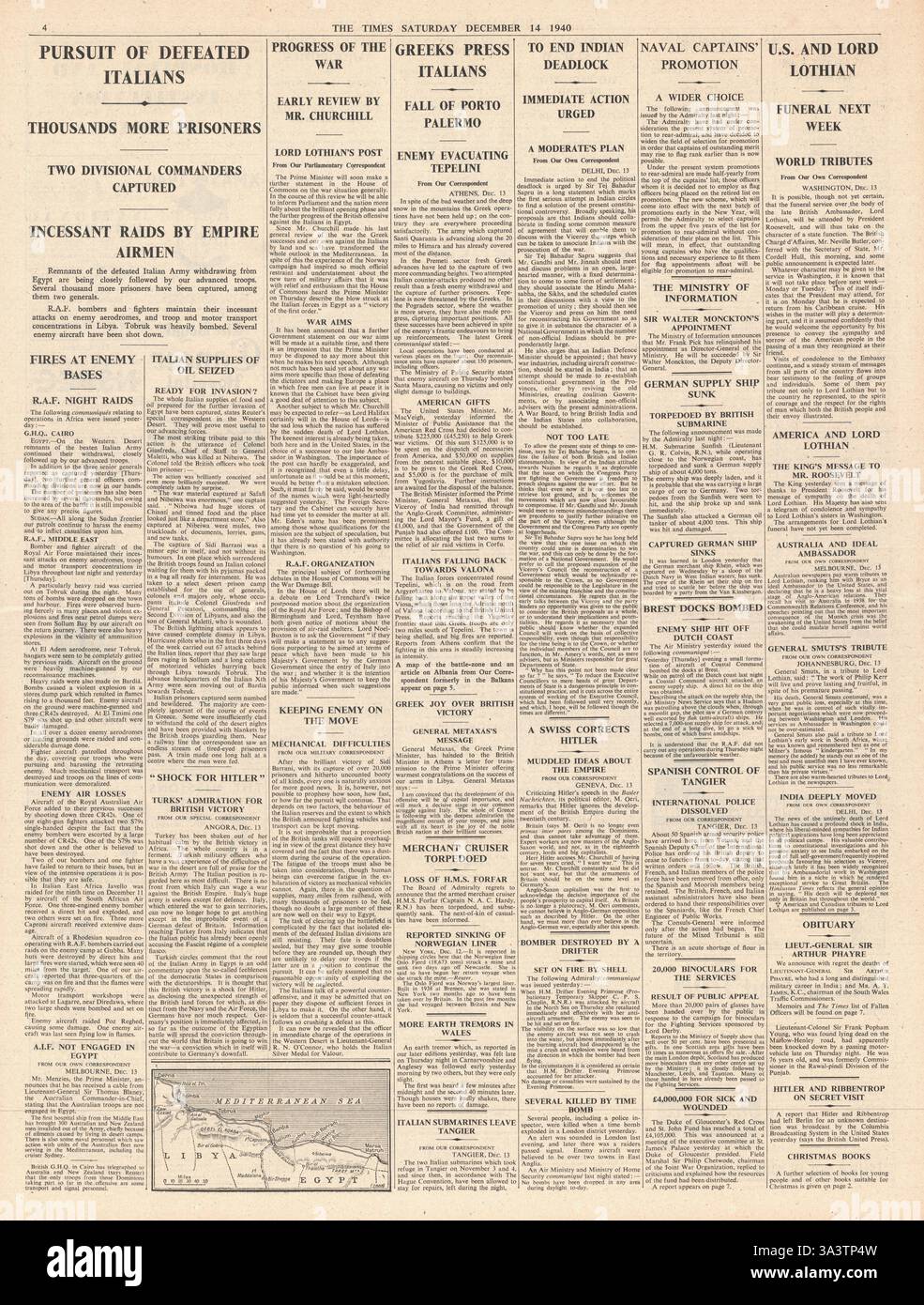1940 page 4 The Times British Army offensive against Italian Forces in ...