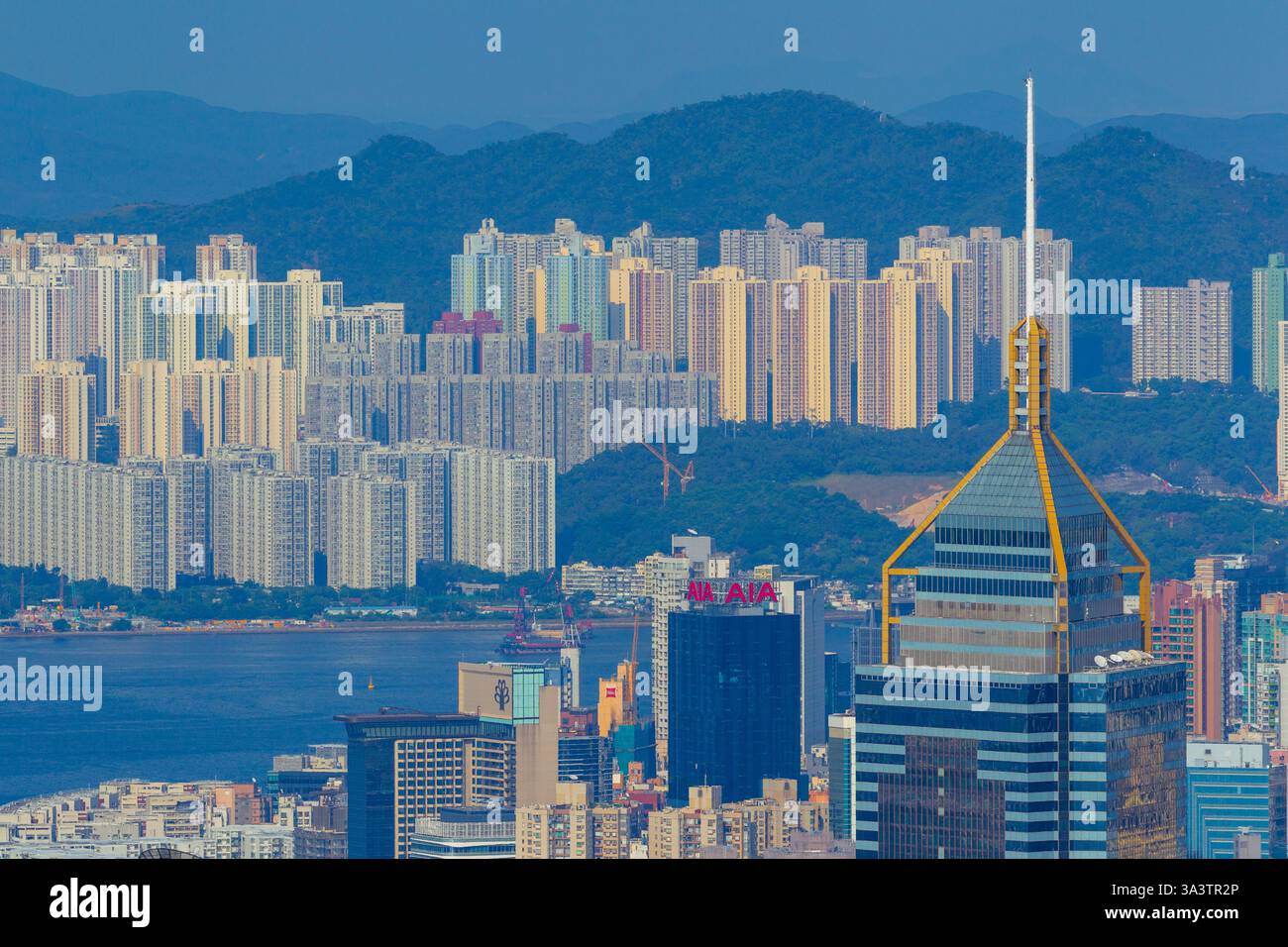 Highrise buildings in East Kowloon (background) seen from Hong Kong in ...