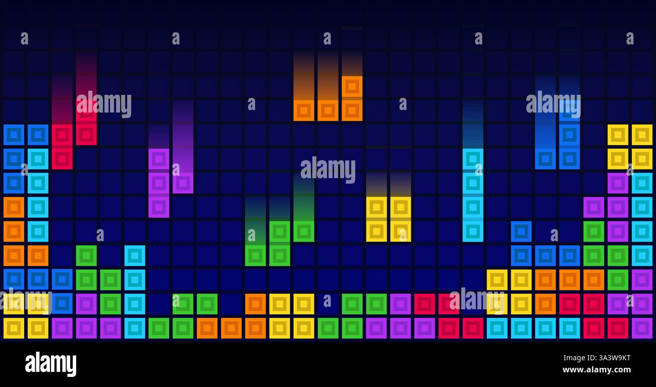 Brick blocks puzzle videogame theme vector background Stock Vector