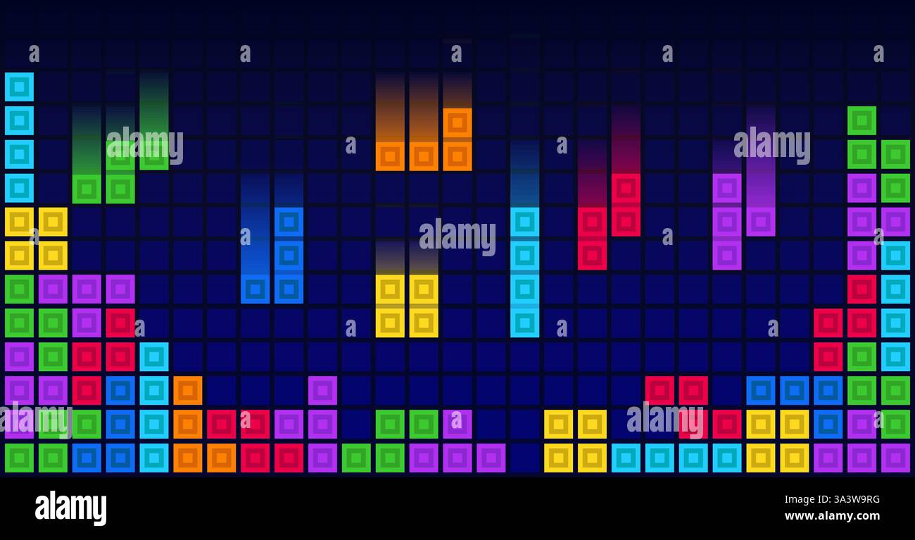 Brick blocks puzzle videogame theme vector background Stock Vector