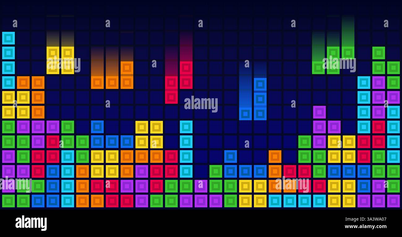 Brick blocks puzzle videogame theme vector background Stock Vector