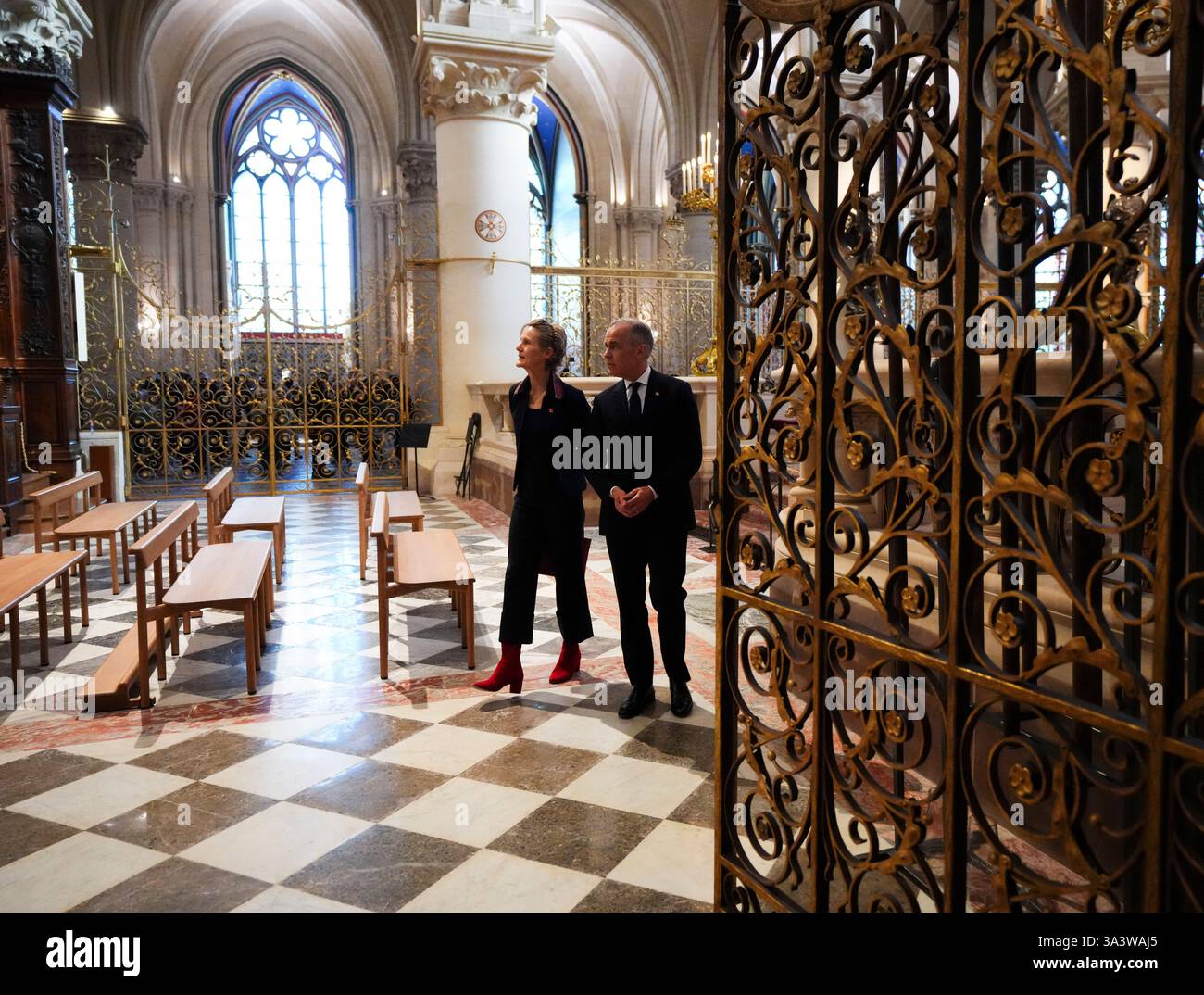 Prime Minister Mark Carney and wife Diana Fox Carney tour Notre-Dame