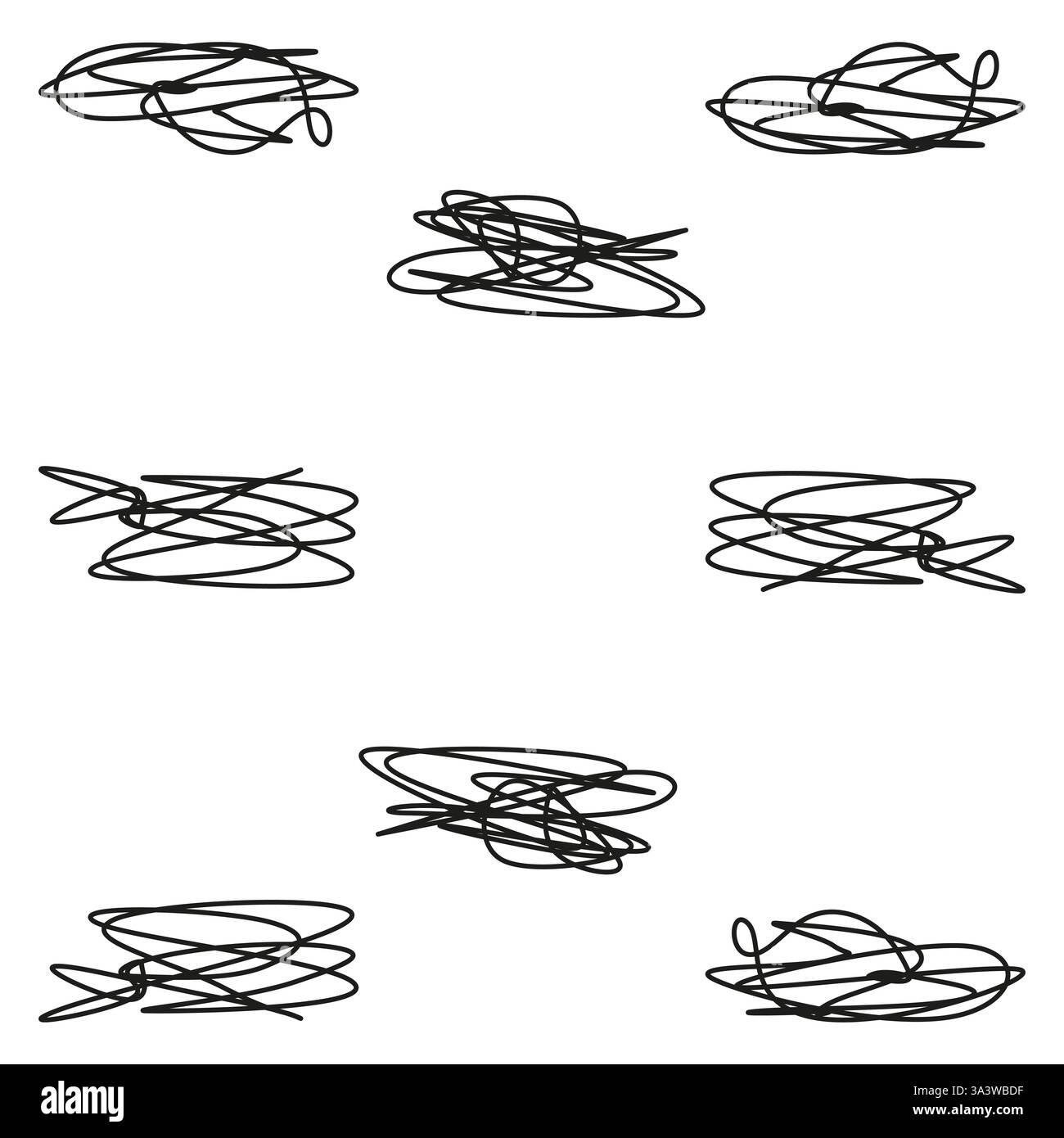 Scribble sketch set. Abstract chaotic lines. Hand drawn doodles. Black vector scribbles. Stock Vector