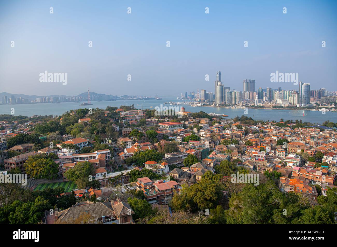 Panoramic view of Gulangyu Island in Xiamen, China, copy space for text Stock Photo