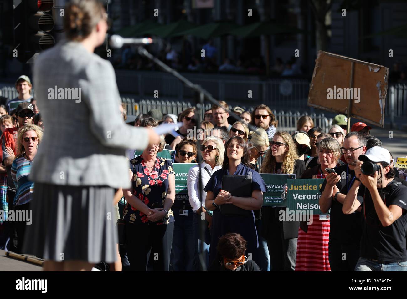 People gather during a Bail Saves Lives protest outside Victorian ...